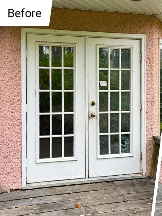 Before: French doors to a sliding glass door